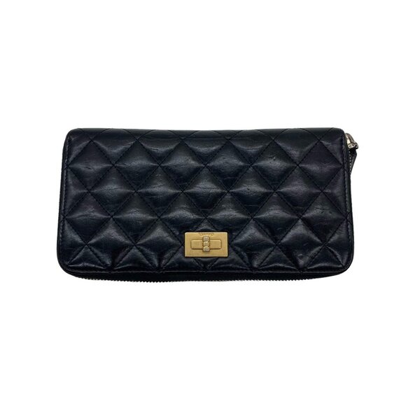 Chanel 2.55 Quilted Leather Zip Wallet Black - Picture 1 of 9